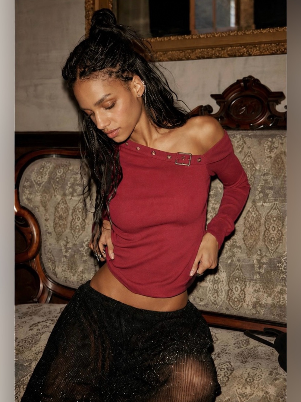 ❤️‍🔥Firm Price❤️‍🔥Free people we the free after dark off the shoulder top